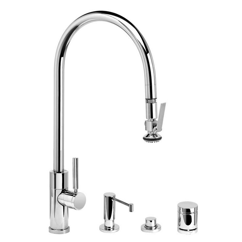 WATERSTONE FAUCETS 9750-4 MODERN EXTENDED REACH PLP PULL-DOWN FAUCET - 4 PIECE SUITE