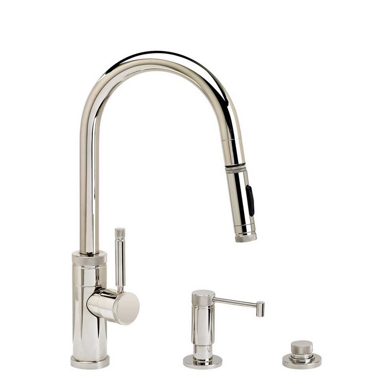White Waterstone 4410-18-3-WT Towson Kitchen Faucet Single Handle with 18-Inch Articulated Spout 