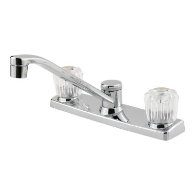 PFISTER G135-1100 PFIRST SERIES 6 1/4 INCH TWO ACRYLIC WINDSOR HANDLES DECK MOUNT KITCHEN FAUCET - POLISHED CHROME