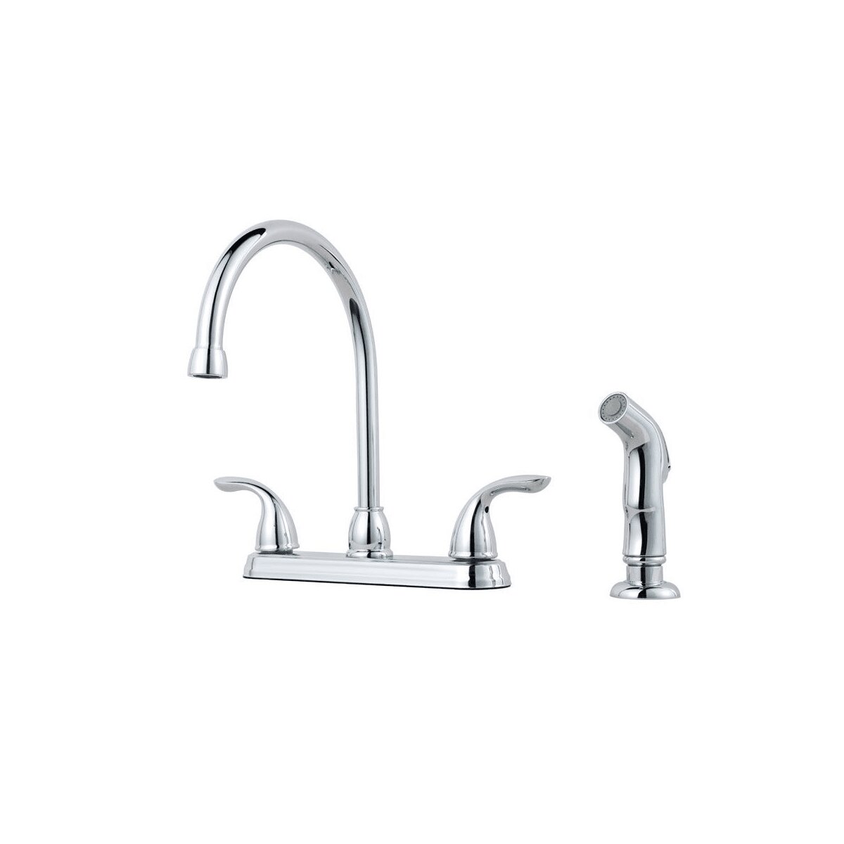 PFISTER G136-500 PFIRST SERIES 11 3/8 INCH TWO LEVER HANDLES DECK MOUNT KITCHEN FAUCET WITH SIDE SPRAY