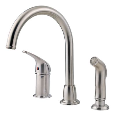 PFISTER LF-WK1-680S CAGNEY 11 1/2 INCH SINGLE LEVER HANDLE DECK MOUNT KITCHEN FAUCET WITH SIDE SPRAY - STAINLESS STEEL