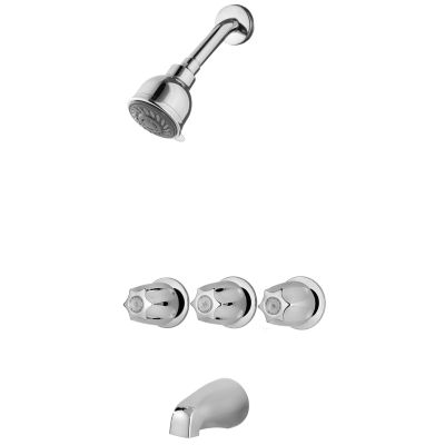 PFISTER LG01-3120 PFIRST SERIES WALL MOUNT TUB AND SHOWER FAUCET WITH THREE KNOB HANDLES - POLISHED CHROME