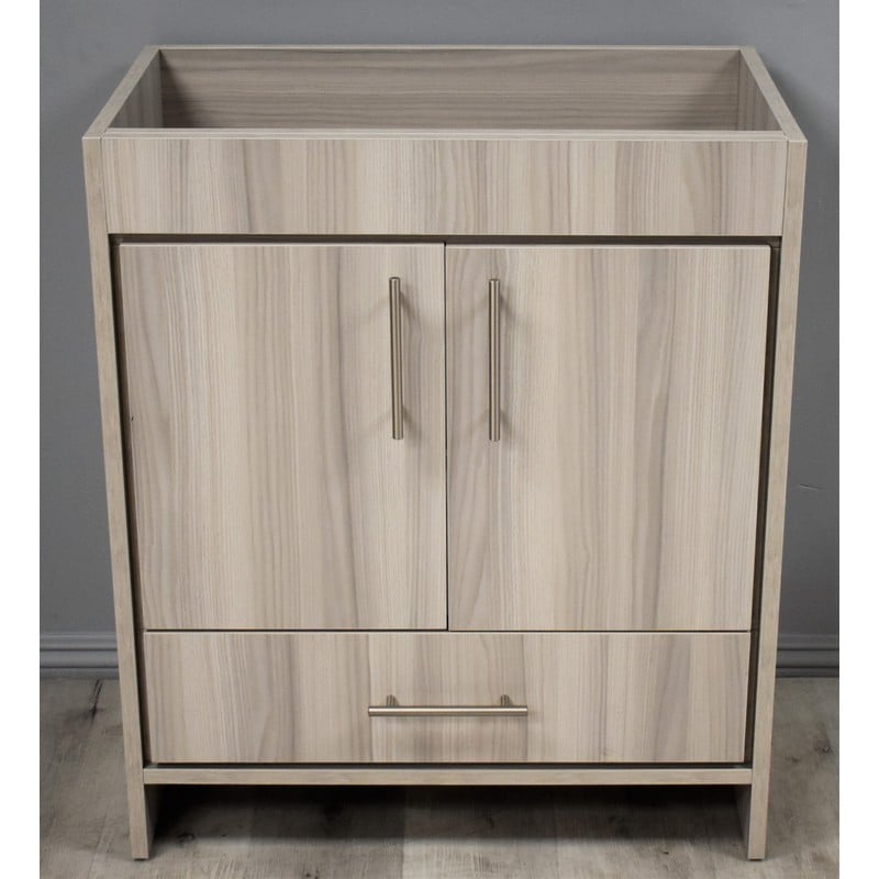 MTD VOLPA USA MTD-330AG-0 RIO 30 INCH MODERN BATHROOM VANITY IN ASH GREY WITH SATIN NICKEL THIN HARDWARE CABINET ONLY