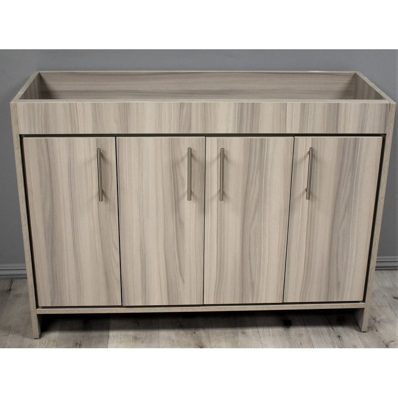 MTD VOLPA USA MTD-3448AG-0 VILLA 48 INCH MODERN BATHROOM VANITY IN ASH GREY WITH STAINLESS STEEL ROUND HOLLOW HARDWARE CABINET ONLY