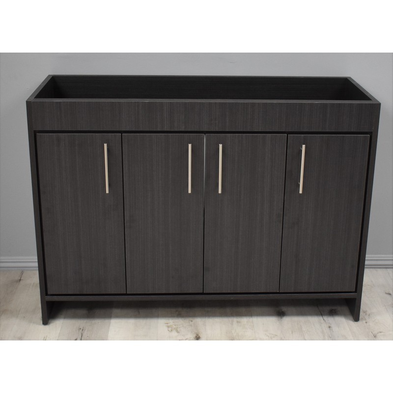 MTD VOLPA USA MTD-3448BA-0 VILLA 48 INCH MODERN BATHROOM VANITY IN BLACK ASH WITH STAINLESS STEEL ROUND HOLLOW HARDWARE CABINET ONLY