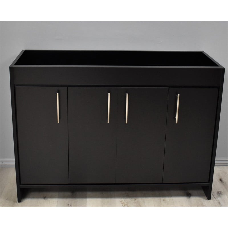 MTD VOLPA USA MTD-3448BK-0 VILLA 48 INCH MODERN BATHROOM VANITY IN BLACK WITH STAINLESS STEEL ROUND HOLLOW HARDWARE CABINET ONLY