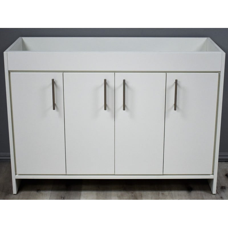 MTD VOLPA USA MTD-3448W-0 VILLA 48 INCH MODERN BATHROOM VANITY IN WHITE WITH STAINLESS STEEL ROUND HOLLOW HARDWARE CABINET ONLY