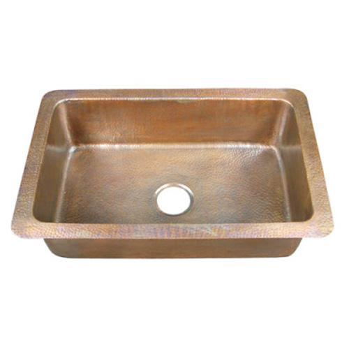 BARCLAY 6921-AC RHODES 31 3/4 INCH SINGLE BOWL DROP-IN KITCHEN SINK - HAMMERED ANTIQUE COPPER