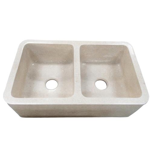 BARCLAY FSMD5560-MPGA CHICOT 33 INCH DOUBLE BOWL APRON FRONT FARMER KITCHEN SINK - POLISHED GALALA MARBLE