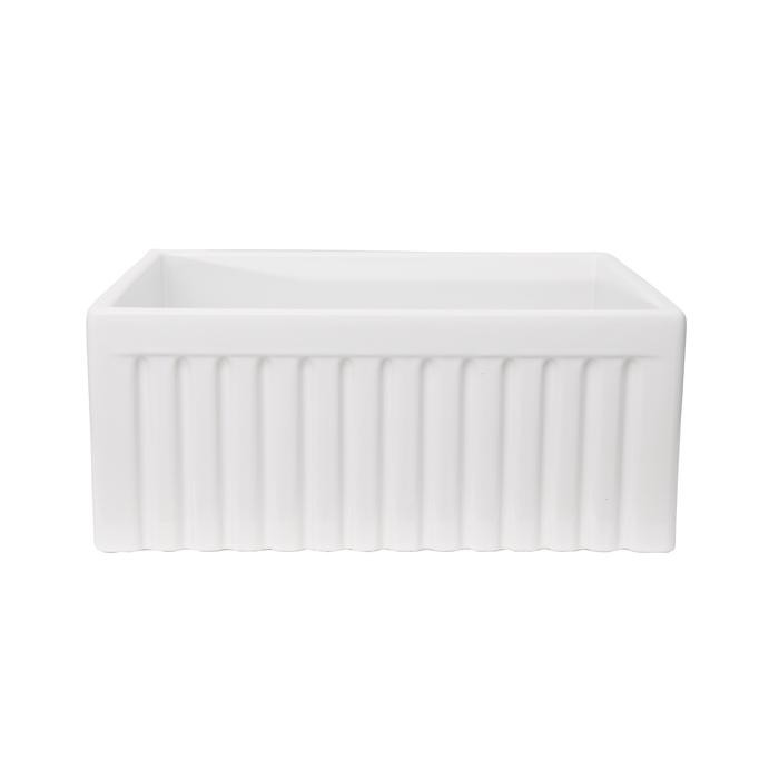 BARCLAY FSSB1108-WH CARTHAGE 24 INCH SINGLE BOWL FLUTED APRON FRONT FARMER KITCHEN SINK - WHITE