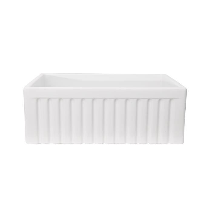 BARCLAY FSSB1110-WH CARTHAGE 30 1/4 INCH SINGLE BOWL FLUTED APRON FRONT FARMER KITCHEN SINK - WHITE