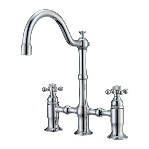 BARCLAY LFB500-MC DORSETT 12 1/2 INCH TWO HOLES DECK MOUNT BATHROOM BRIDGE FAUCET WITH CROSS HANDLES