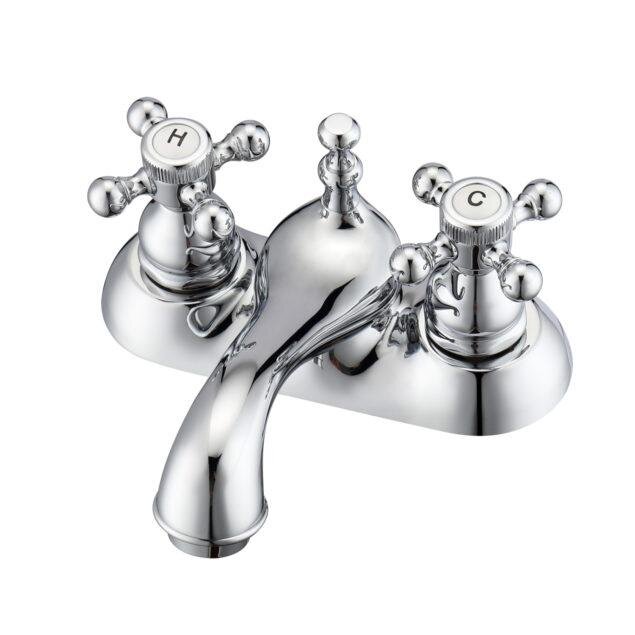 BARCLAY LFC204-BC DONATA 3 1/4 INCH TWO HOLES DECK MOUNT CENTERSET BATHROOM FAUCET WITH BUTTON CROSS HANDLES