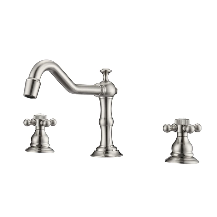 BARCLAY LFW102-BC ROMA 6 INCH THREE HOLES DECK MOUNT WIDESPREAD BATHROOM FAUCET WITH BUTTON CROSS HANDLES