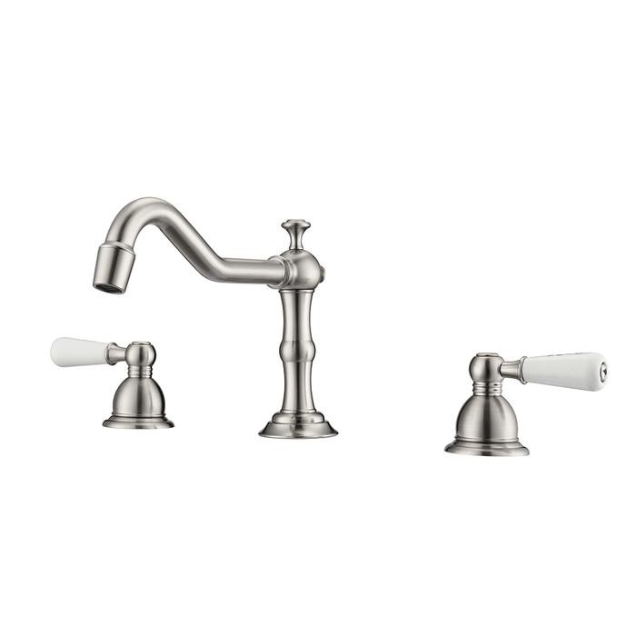 BARCLAY LFW102-PL ROMA 6 INCH THREE HOLES DECK MOUNT WIDESPREAD BATHROOM FAUCET WITH PORCELAIN LEVER HANDLES