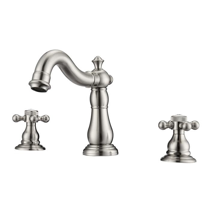 BARCLAY LFW104-BC ALDORA 6 INCH THREE HOLES DECK MOUNT WIDESPREAD BATHROOM FAUCET WITH BUTTON CROSS HANDLES