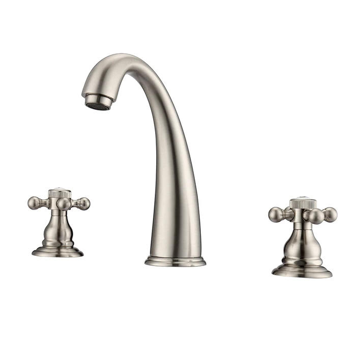 BARCLAY LFW106-BC MADDOX 7 3/8 INCH THREE HOLES DECK MOUNT WIDESPREAD BATHROOM FAUCET WITH BUTTON CROSS HANDLES