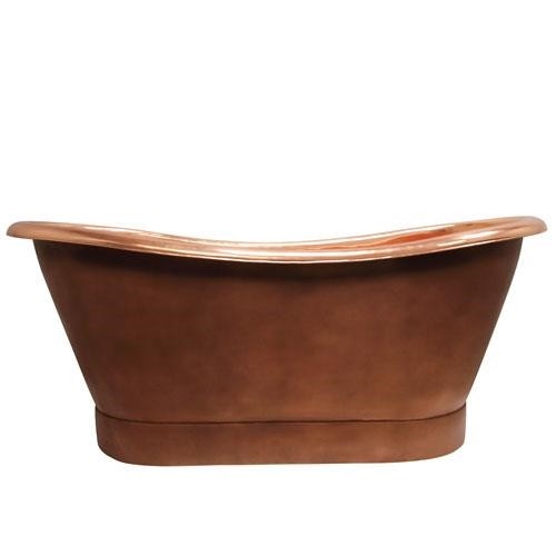 BARCLAY COTDSN70B-SAP CHOPIN 70 1/4 INCH COPPER FREESTANDING OVAL SOAKER DOUBLE SLIPPER BATHTUB - SMOOTH ANTIQUE COPPER