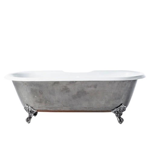 BARCLAY CTDRN67-PI-PI DOYLE 67 3/4 INCH CAST IRON FREESTANDING OVAL SOAKER DOUBLE ROLL TOP BATHTUB - POLISHED CAST IRON