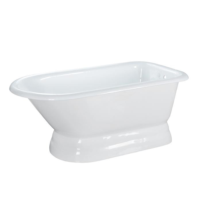 BARCLAY CTRH66B-WH CLANCY 66 1/8 INCH CAST IRON FREESTANDING OVAL SOAKER ROLL TOP BATHTUB WITH 3 3/8 INCH WALL HOLES - WHITE