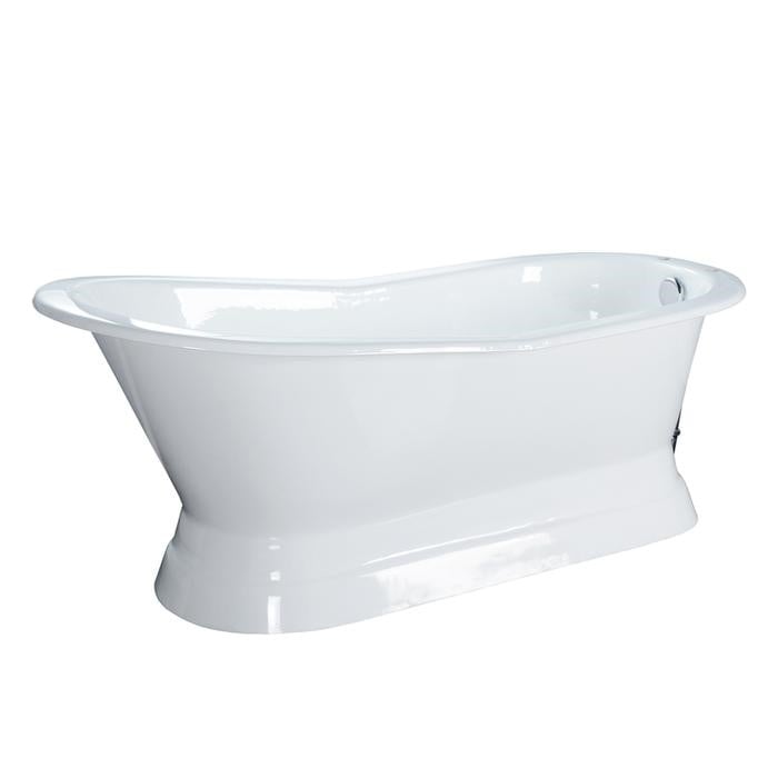 BARCLAY CTSN68B-WH LYNDSEY 66 1/2 INCH CAST IRON FREESTANDING OVAL SOAKER SLIPPER BATHTUB - WHITE