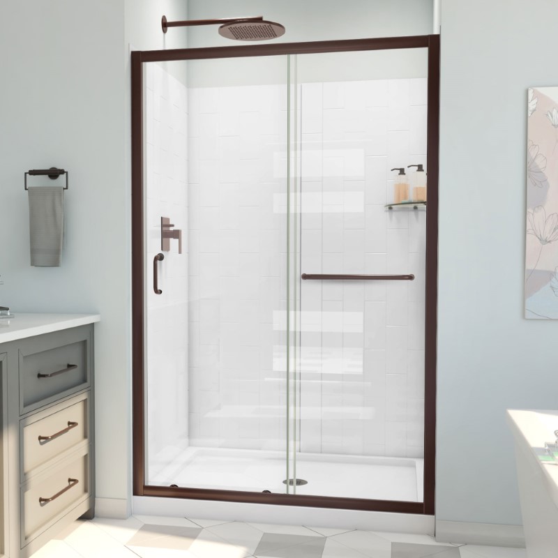 DREAMLINE D2094836 INFINITY-Z 48 INCH SLIDING SHOWER DOOR WITH BASE AND WALL KIT