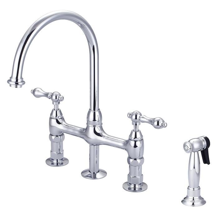 BARCLAY KFB512-ML HARDING 15 INCH FOUR HOLES DECK MOUNT BRIDGE KITCHEN FAUCET WITH SIDE SPRAY AND LEVER HANDLES