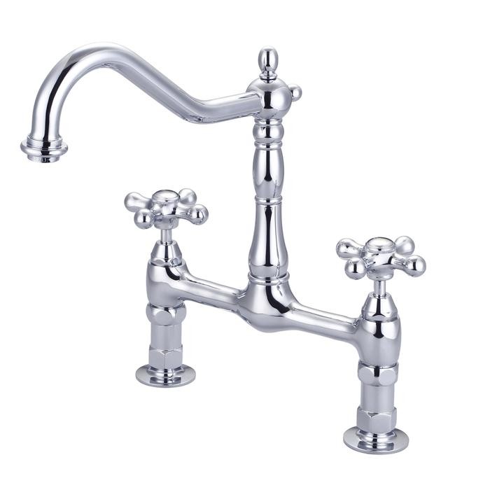 BARCLAY KFB514-MC2 GUTHRIE 12 3/4 INCH TWO HOLES DECK MOUNT BRIDGE KITCHEN FAUCET WITH CROSS HANDLES