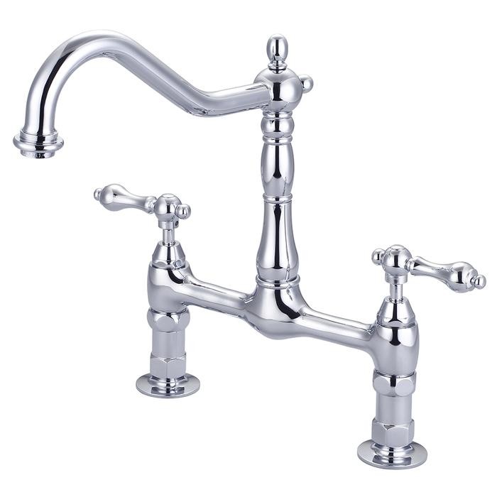 BARCLAY KFB514-ML GUTHRIE 12 3/4 INCH TWO HOLE DECK MOUNT BRIDGE KITCHEN FAUCET WITH LEVER HANDLES
