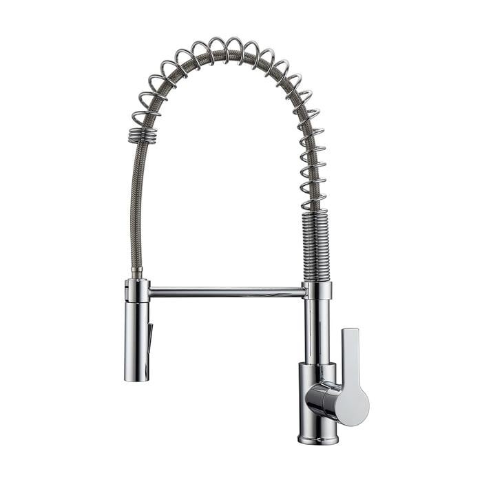 BARCLAY KFS417-L1 NIKITA 18 1/2 INCH SINGLE HOLE DECK MOUNT SPRING KITCHEN FAUCET WITH PULL-DOWN SPRAY AND LEVER HANDLE