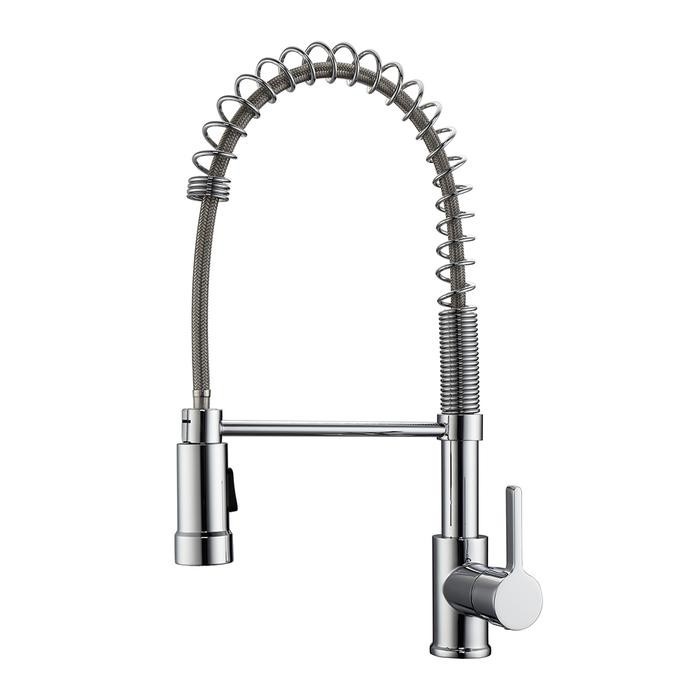 BARCLAY KFS418-L1 NUEVA 18 1/2 INCH SINGLE HOLE DECK MOUNT SPRING KITCHEN FAUCET WITH PULL-DOWN SPRAY AND LEVER HANDLE