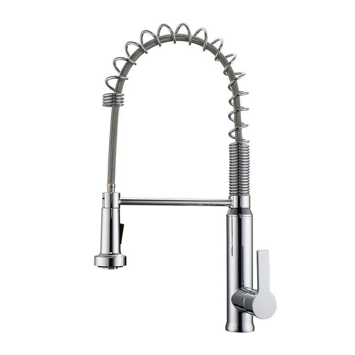 BARCLAY KFS420-L2 SABAN 20 1/8 INCH SINGLE HOLE DECK MOUNT SPRING KITCHEN FAUCET WITH PULL-DOWN SPRAY AND LEVER HANDLE