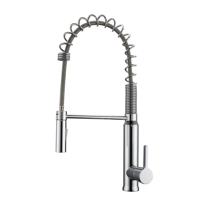 BARCLAY KFS421-L1 SANTOS 20 1/8 INCH SINGLE HOLE DECK MOUNT SPRING KITCHEN FAUCET WITH PULL-DOWN SPRAY AND LEVER HANDLE