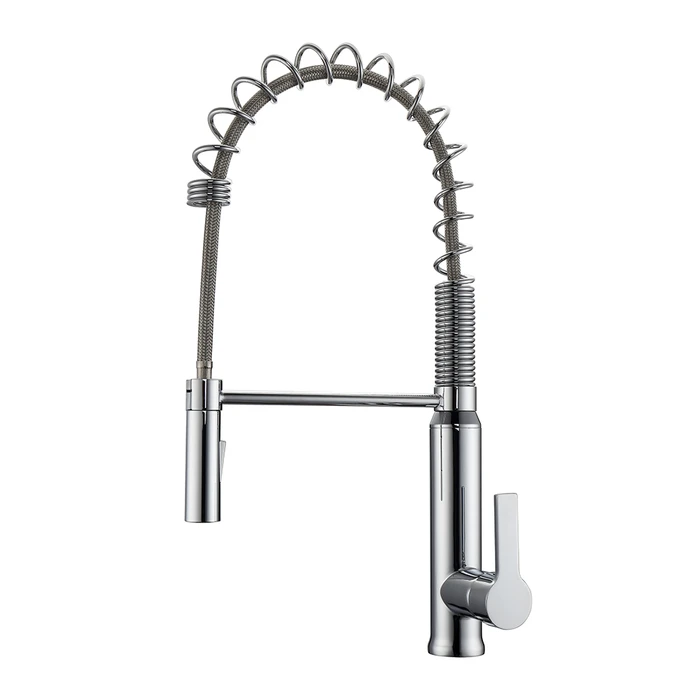 BARCLAY KFS421-L2 SANTOS 20 1/8 INCH SINGLE HOLE DECK MOUNT SPRING KITCHEN FAUCET WITH PULL-DOWN SPRAY AND LEVER HANDLE