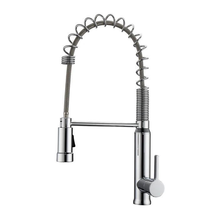 BARCLAY KFS422-L1 SHALLOT 20 1/8 INCH SINGLE HOLE DECK MOUNT SPRING KITCHEN FAUCET WITH PULL-DOWN SPRAY AND LEVER HANDLE