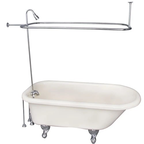 BARCLAY TKADTR60-BCP3 ANTHEA 60 INCH ACRYLIC FREESTANDING CLAWFOOT SOAKER BATHTUB IN BISQUE WITH METAL LEVER TUB FILLER AND 3/4 INCH RECTANGULAR SHOWER UNIT IN CHROME