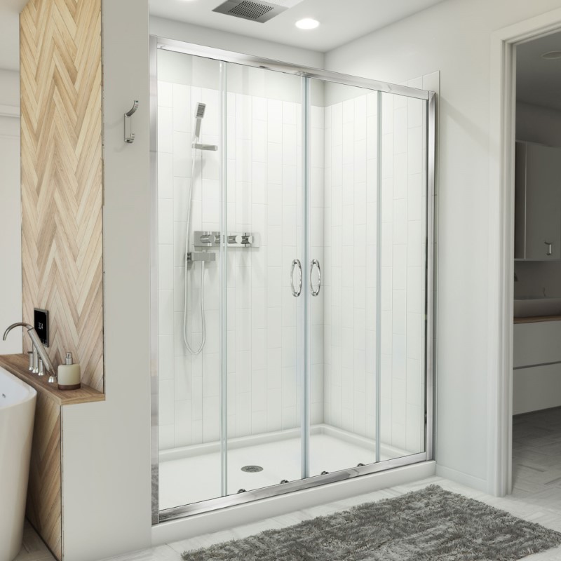 DREAMLINE D2116034X VISIONS 60 INCH SLIDING SHOWER DOOR WITH BASE AND WALL KIT