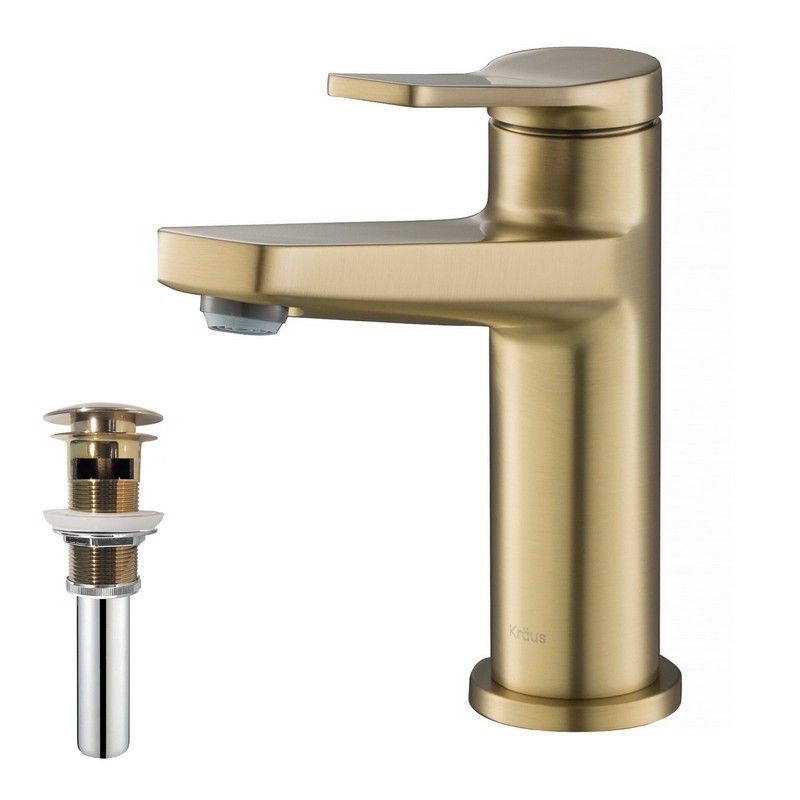 KRAUS KBF-1401-PU-11 INDY SINGLE HANDLE BATHROOM FAUCET AND POP UP DRAIN WITH OVERFLOW