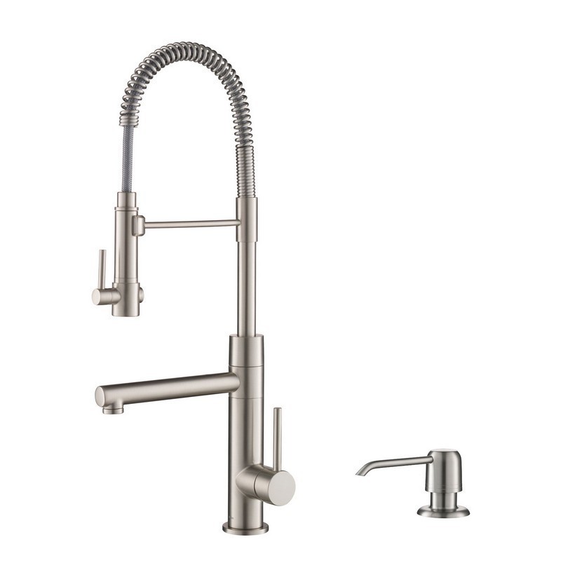 KRAUS KPF-1603SFS-KSD-32SFS ARTEC PRO SPOT FREE STAINLESS STEEL FINISH 2-FUNCTION COMMERCIAL STYLE PRE-RINSE KITCHEN FAUCET WITH SOAP DISPENSER