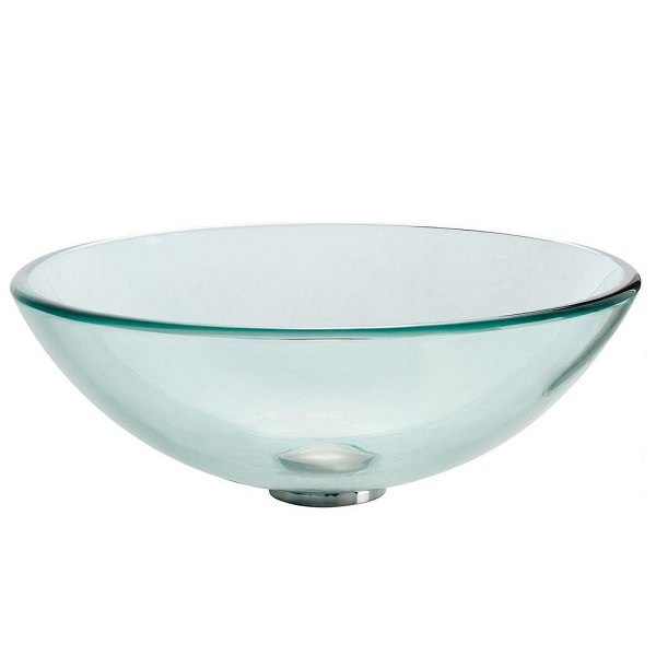 KRAUS GV-101-14 14 INCH ROUND CLEAR GLASS VESSEL BATHROOM SINK