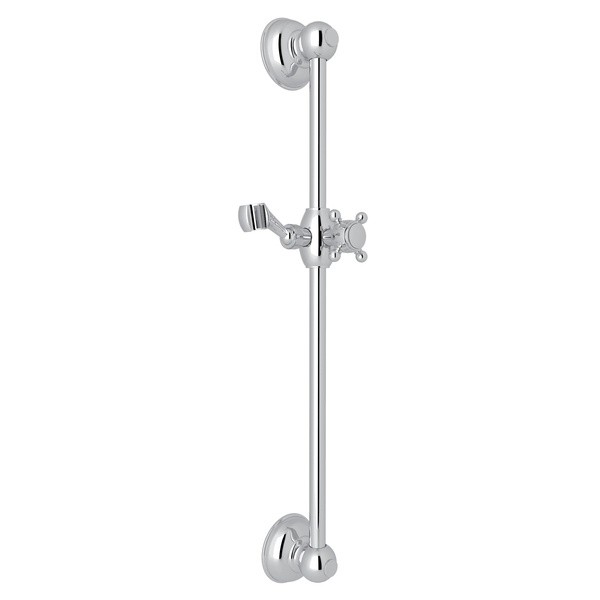 ROHL 1201 SHOWER COLLECTION 21-5/8 INCH WALL MOUNT SLIDE BAR WITH METAL CAP ON CROSS HANDLE