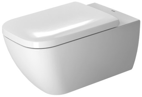 DURAVIT 255009 HAPPY D.2 14-3/8 X 24-3/8 INCH RIMLESS WALL-MOUNTED TOILET, WASHDOWN MODEL, BOWL ONLY