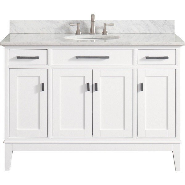AVANITY MADISON-VS48-WT-C MADISON 49 INCH VANITY IN WHITE WITH CARRERA WHITE MARBLE TOP