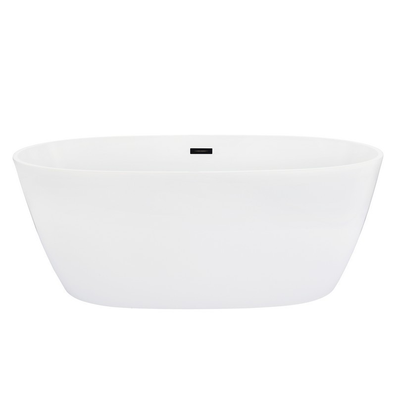 ALTAIR 51659-BAT-WH-FB RAURIS 59 1/8 X 28 3/8 INCH FLATBOTTOM FREESTANDING ACRYLIC SOAKING BATHTUB WITH DRAIN AND OVERFLOW - GLOSSY WHITE