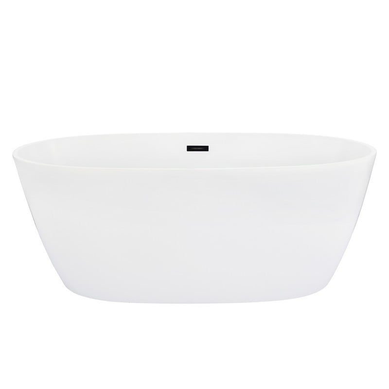 ALTAIR 51659-BAT-WH-FB RAURIS 59 1/8 X 28 3/8 INCH FLATBOTTOM FREESTANDING ACRYLIC SOAKING BATHTUB WITH DRAIN AND OVERFLOW - GLOSSY WHITE