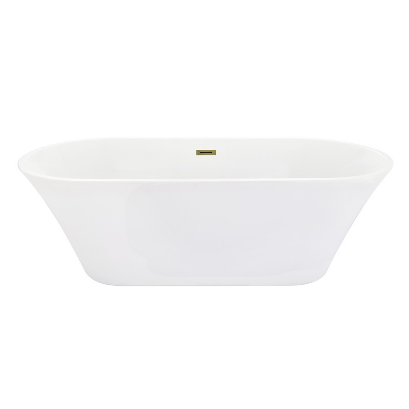 ALTAIR 51765-BAT-WH-FS BLARN 65 INCH X 29 1/8 INCH FLATBOTTOM FREESTANDING ACRYLIC SOAKING BATHTUB IN GLOSSY WHITE WITH BRUSHED BRASS DRAIN AND OVERFLOW
