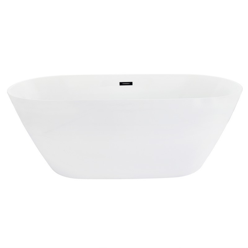 ALTAIR 52563-BAT-WH TAZLAR 63 X 28 3/8 INCH FLATBOTTOM FREESTANDING ACRYLIC SOAKING BATHTUB WITH DRAIN AND OVERFLOW IN GLOSSY WHITE