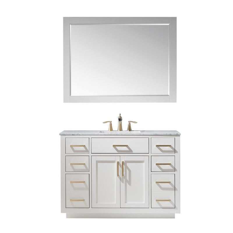 ALTAIR 531048-CA IVY 48 INCH SINGLE SINK BATHROOM VANITY SET WITH CARRARA WHITE MARBLE COUNTERTOP AND MIRROR