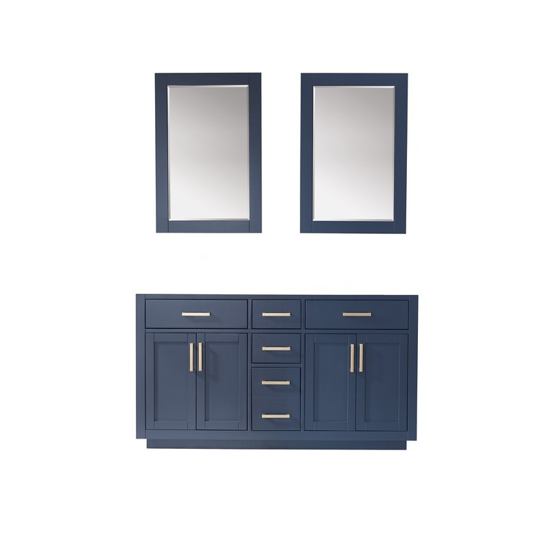 ALTAIR 531060-CAB IVY 60 INCH DOUBLE SINK BATHROOM VANITY CABINET ONLY WITH MIRROR WITHOUT COUNTERTOP