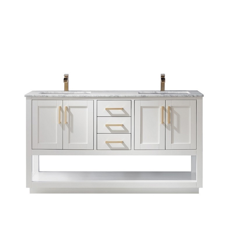 ALTAIR 532060-CA-NM REMI 60 INCH DOUBLE SINK BATHROOM VANITY WITH CARRARA WHITE MARBLE COUNTERTOP
